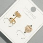 Heart Stud Earrings Xuping with White Crystals, 8x8 mm diameter, 18K gold plating