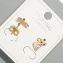 Stud earrings 'Cat' Xuping with white and black crystals, diameter 7x10.5 mm, 18K gold plating