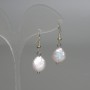 Baroque Pearl Earrings with Petrol Tint, diameter 11x13 mm, length 38 mm