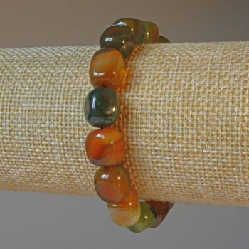 Bracelet Brazilian Agate natural stone slab beads, size 9×12 mm ±, length 18 cm ± (stretch)