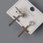 Stud earrings 'Cross' Xuping with white crystal, diameter 10×18 mm, length 24.5 mm +/- rhodium