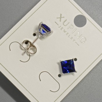 Xuping Stud Earrings with Blue Crystal