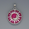 Sun Pendant Raspberry Tourmaline, 27mm diameter±, 37mm length±, in a silver setting