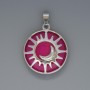 Sun Pendant Raspberry Tourmaline, 27mm diameter±, 37mm length±, in a silver setting