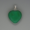 Heart Chrysoprase Pendant, diameter 26x26 mm ±, length 36 mm ±, in a silver setting