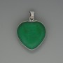 Heart Chrysoprase Pendant, diameter 26x26 mm ±, length 36 mm ±, in a silver setting