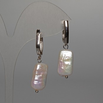 Baroque Pearl Earrings with a gasoline tint, diameter 10×18 mm, length 37 mm, English clasp