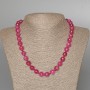 Raspberry Tourmaline Necklace with Faceted Beads, 10 mm Diameter, 49 cm Length