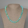 Necklace 'Variscite' (artificial acrylic) Blue, White, and Yellow Beads, Smooth Beads, 8.5 mm Diameter, 48 cm Length
