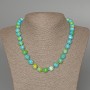 Variscite Necklace (acrylic) blue, white and yellow, smooth beads, 10mm diameter, 48 cm length +/-