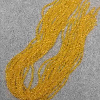 Намистини Чеський Кришталь жовтий прозорий гранований рондель, діаметр 3х2, 5мм+-, довжина 40мм+- на волосіні