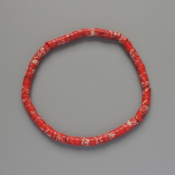 Bracelet of red variscite (pressed) disc beads, diameter 4.5×2.5 mm, length 18 cm (stretch)