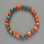 Bracelet 'Variscite' (acrylic) orange, blue, and white colors, smooth beads, 8.5 mm diameter, 18 cm length +/- (stretch)