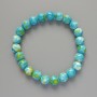Bracelet 'Variscite' (artificial acrylic) blue, white, and yellow colors, smooth beads, 8.5 mm diameter, 18 cm length, stretch