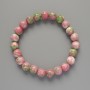 Bracelet 'Variscite' (synthetic acrylic) pink, white, and green colors, smooth beads, 8.5 mm diameter, 18 cm length, stretch