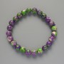 Bracelet 'Variscite' (synthetic acrylic) purple, white and green colors, smooth beads, 8.5 mm diameter, 18 cm length +/- (stretch)