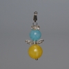 Pendant 'Ukraine' Aquamarine, Citrine (synthetic acrylic), diameters 10.5 mm and 8 mm, length 32 mm, with rhinestones and metal inlays