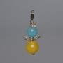 Pendant 'Ukraine' Aquamarine, Citrine (synthetic acrylic), diameters 10.5 mm and 8 mm, length 32 mm, with rhinestones and metal inlays