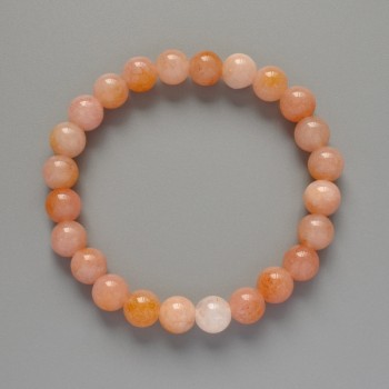 Toned Pink Quartz Bracelet with Smooth Beads, 8 mm Diameter, Length 18 cm ± (Stretch)