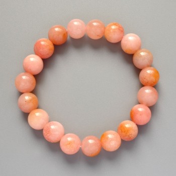 Toned Quartz Bracelet with Smooth Beads, 10mm Diameter, Length 18 cm ± (Stretch)