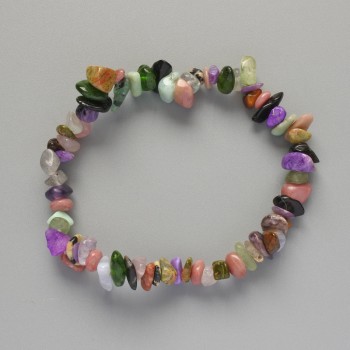 Bracelet Assorted natural stone chips, diameter 7x2 mm, length 18 cm +- (stretch)