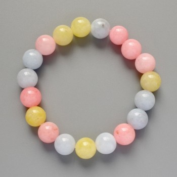 Браслет Морганіт гладка кулька, діаметр 10, 5мм+-, довжина 18см +- (стрейч)