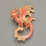 Dragon Brooch-Pendant Pink and Beige Enamel on Gold-Toned Metal 42 x 58 mm