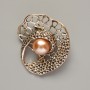 Брошка Акцент жовта намистина золотистий метал 41х39мм