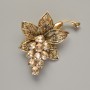 Flower Brooch-Pendant with Yellow Crystals, Golden Metal 43x60 mm