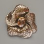 Flower Brooch-Pendant with Yellow Crystal and Light-Gold Metal, 55×63 mm