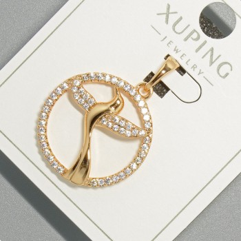 Pendant 'Bird' Xuping with White Crystals, diameter 22 mm, length 31 mm, 18K Gold Plating