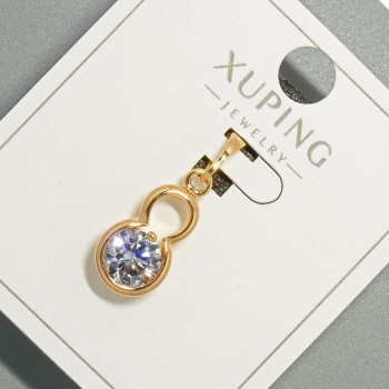 Xuping Pendant with White Crystal, 9×15 mm diameter, approx. 23 mm length, 18K plating