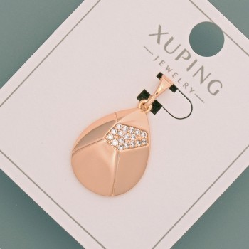 Xuping Pendant with White Rhinestones, Diameter 15x19 mm, Length 26.5 mm, 18K Plating