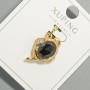 Pendant "Teapot" by Xuping with white crystals and a black crystal, diameter 20.5×14 mm, length 20 mm, 18K gold plating