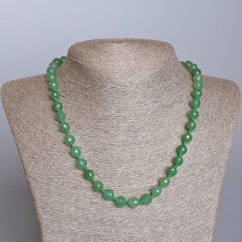 Natural nephrite necklace with 8 mm faceted beads