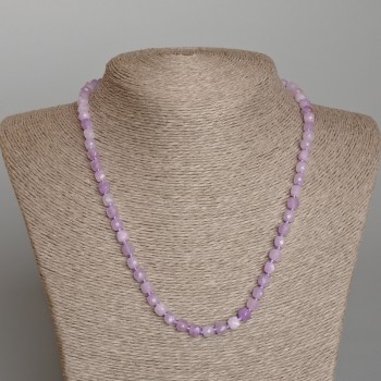Kunzite necklace, natural stone, faceted cube beads, 5.5 mm diameter, 48 cm length