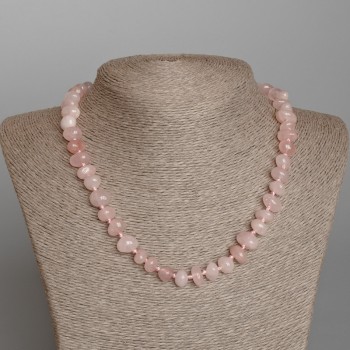 Rose Quartz Necklace, natural stone, faceted, 11×6 mm diameter, length 46 cm