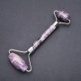 Double-Sided Amethyst Stone Massager, 14.5 cm, Silver-Colored Metal