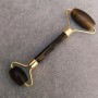 Tiger's Eye Natural Stone Massager, 14 cm, gold-tone metal