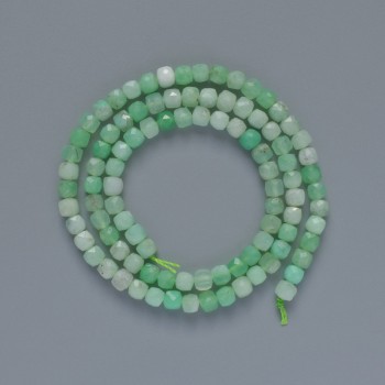 Emerald beads, natural stone, faceted cube, 4 mm diameter, 38 cm length on thread