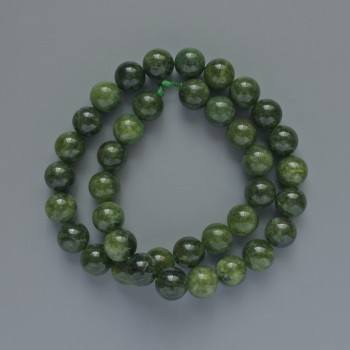 Jadeite Beads - Natural Stone, Smooth Round Beads, Diameter 10mm ±, Length 39cm ± on Thread
