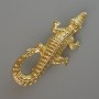Crocodile Brooch Pendant in Light-Gold Metal 73×33 mm