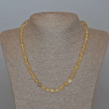 Намисто Рутиловий кварц Волосатик натуральний камінь гладка кулька, діаметр 6, 5мм+-, довжина 49см+