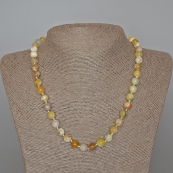 Yellow Opal Necklace, Natural Stone, Smooth Beads, 8 mm Diameter ±, 48 cm Length ±