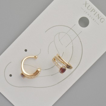 Каф Xuping з червоним кристалом та білими стразами, діаметр 11, 5х5, 5мм+- Позолота 18К