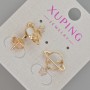 Xuping "Saturn" Stud Earrings with White Mother-of-Pearl and Crystals, diameter 15.5 x 15 mm ± 18K Gold Plating