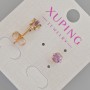Xuping Stud Earrings with Purple Crystal, Diameter About 6 mm, 18K Gold Plating