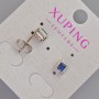 Xuping stud earrings with blue crystal and white crystals, diameter 6.5×5.5 mm ± Rhodium