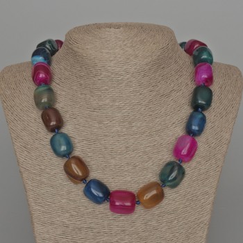 Multicolored Agate Necklace with Natural Stone Beads, 16×19 mm ±, 52 cm long