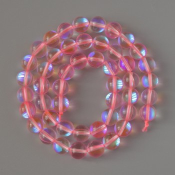 Beads Opal Glass Smooth Ball Pink Transparent Chameleon, Diameter 8mm +/-, Length 38cm +/- on a Thread